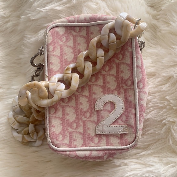 Vintage repurposed Dior Trotter pouch in Pink Monogram